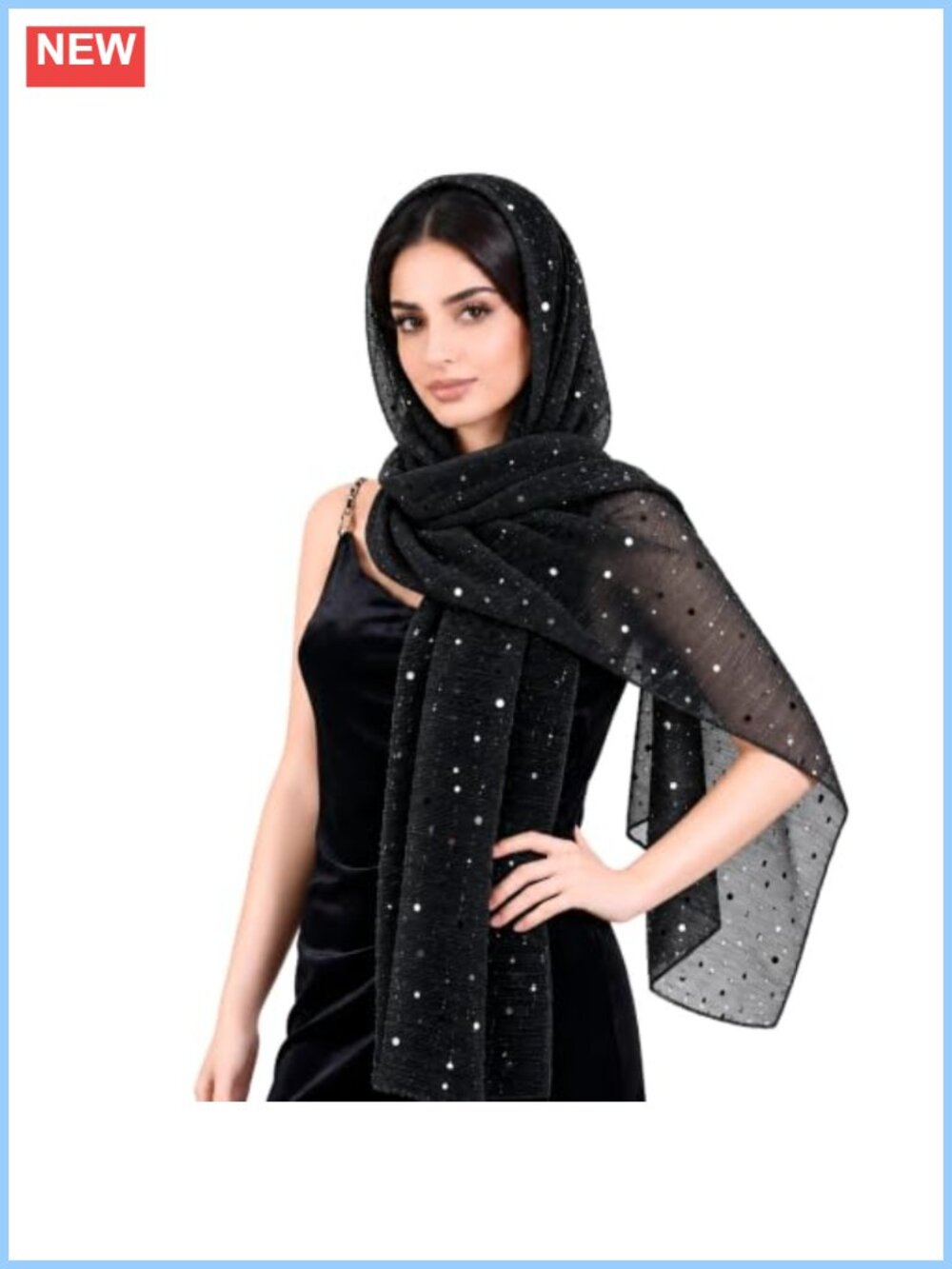 Sequin Sheer Mesh Shawl Wrap Scarf for Women Evening Party